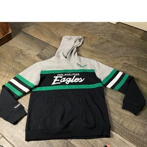 Mitchell & Ness Philadelphia Eagles Throwbacks Hoodie Boys  14/16 Black Grey